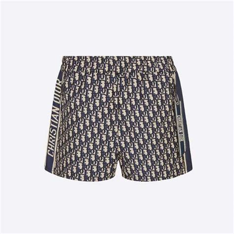 Shorts Technical Taffeta Jacquard with Blue Dior Oblique Motif